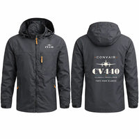 Thumbnail for Convair CV-440 Metropolitan Stylish Jackets - Hooded Windbreaker - Heritage - Charcoal