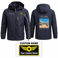 Thumbnail for Convair CV-440 Metropolitan Stylish Jackets - Hooded Windbreaker - Poster + Name - Navy Blue