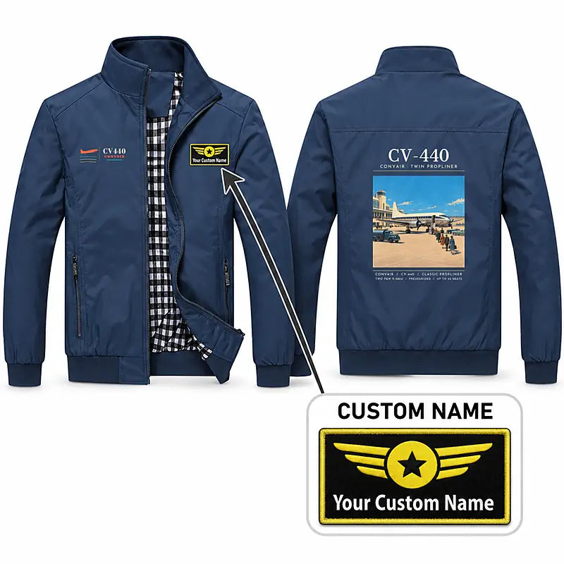 Convair CV-440 Metropolitan Stylish Jackets - Stand Collar - Poster + Name - Navy Blue