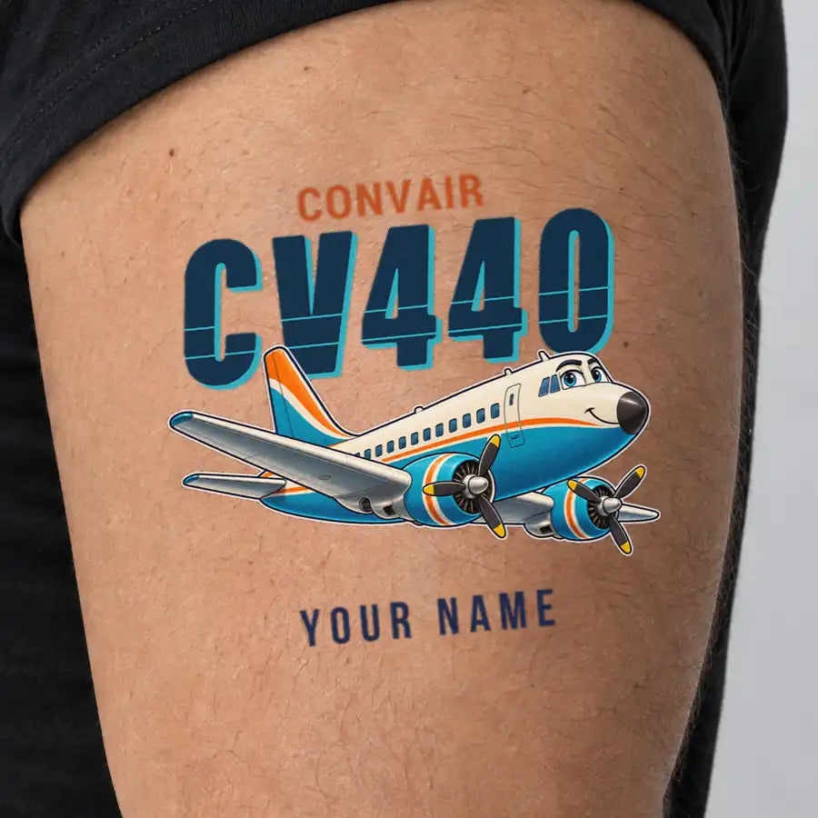 Convair CV-440 Metropolitan - Tattoo - Cartoon + Name - Man