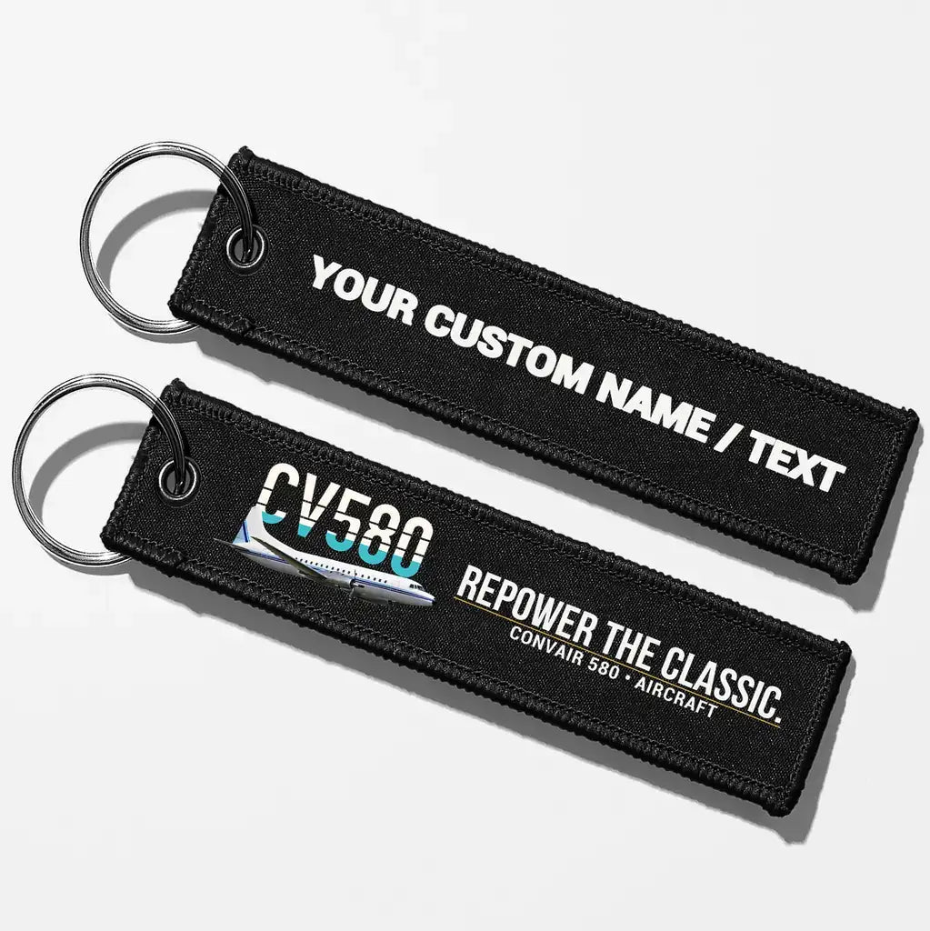 Convair 580 Aviator Key Chains - Black - Personalized