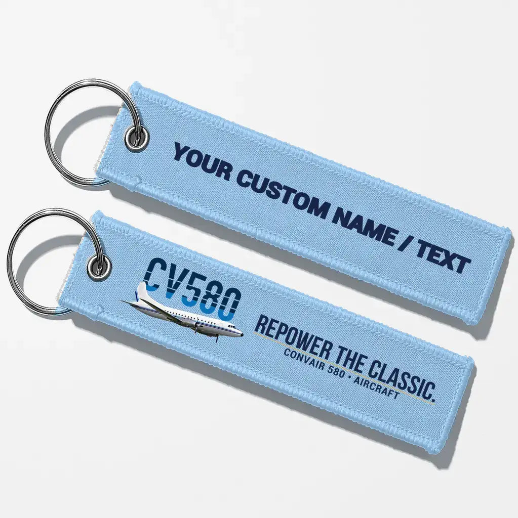 Convair 580 Aviator Key Chains - Light Blue - Personalized