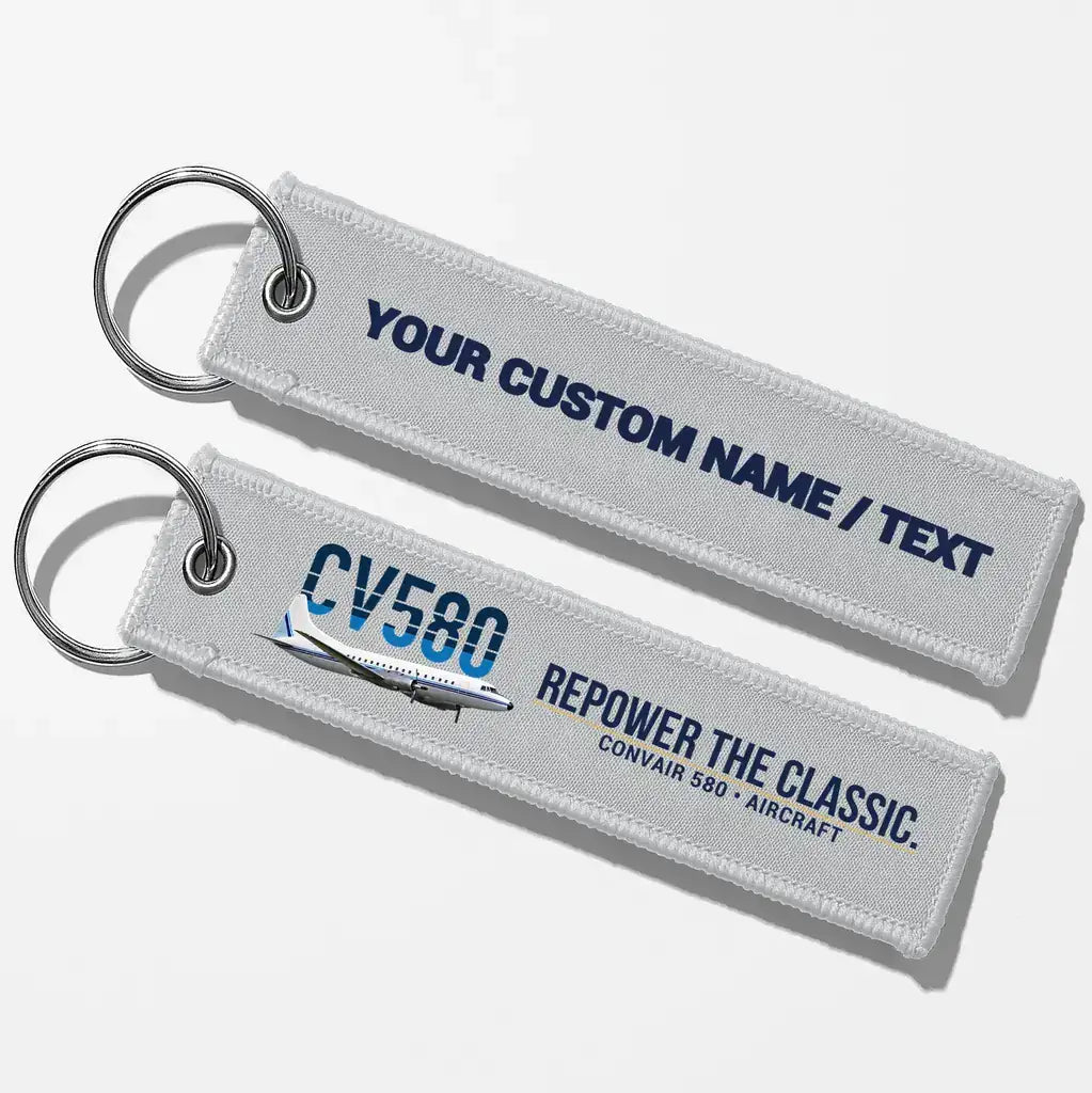 Convair 580 Aviator Key Chains - Light Gray - Personalized