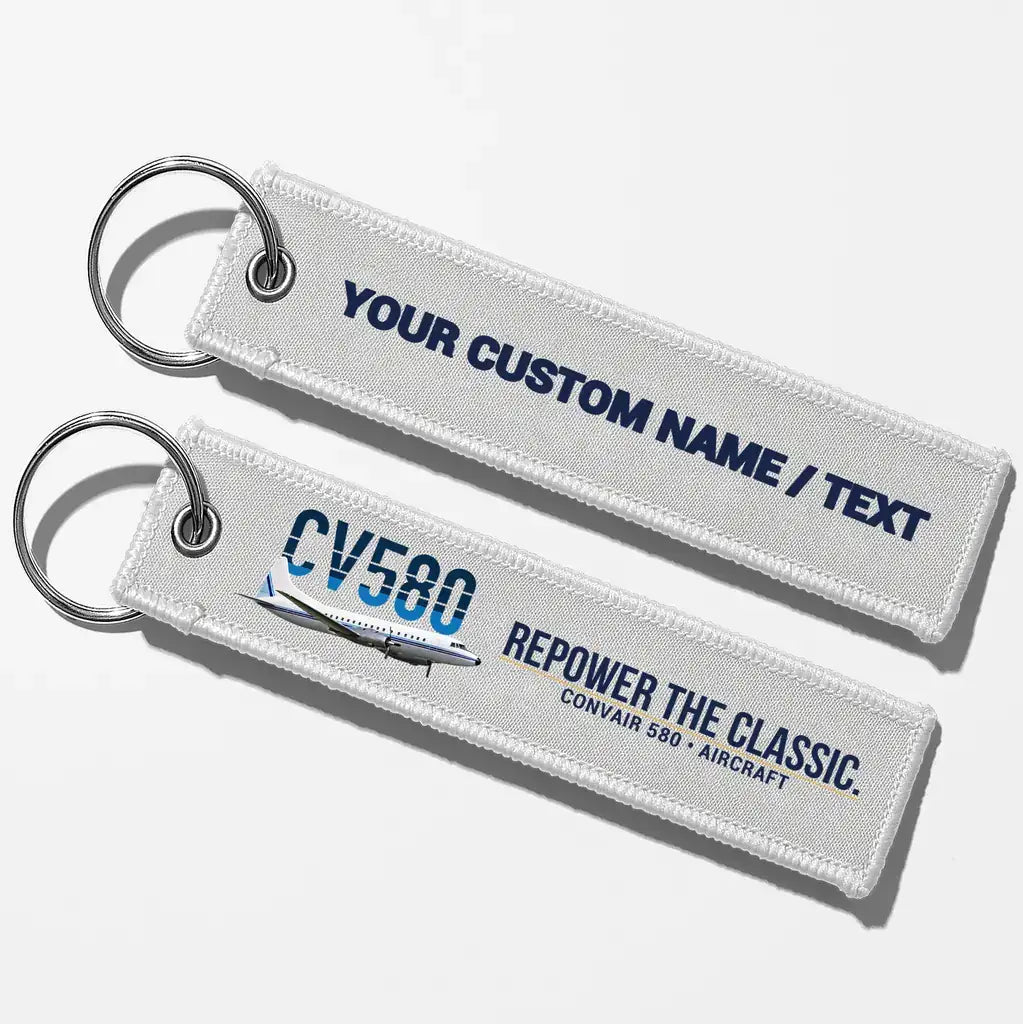 Convair 580 Aviator Key Chains - White - Personalized