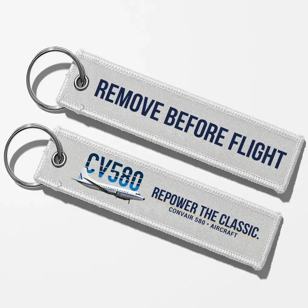 Convair 580 Aviator Key Chains - White - Remove Before Flight