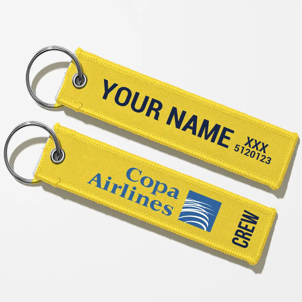 Copa Airlines Crew & Staff Tag Key Chains - Yellow - Crew + Name
