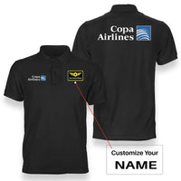 Thumbnail for Copa Airlines logo on black + name double side polo t shirt