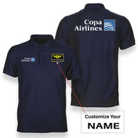 Thumbnail for Copa Airlines logo on navy blue + name double side polo t shirt