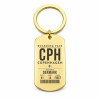 Thumbnail for Copenhagen Airport Kastrup CPH - Key Chain - Boarding Pass Style - Gold