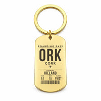 Thumbnail for Cork Airport ORK - Key Chain - Boarding Pass Style - Gold