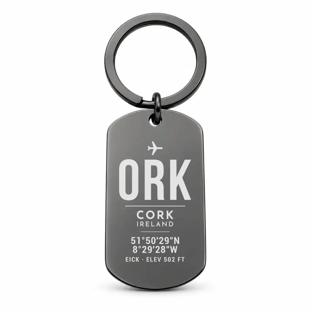 Cork Airport ORK - Key Chain - Original Design - Black