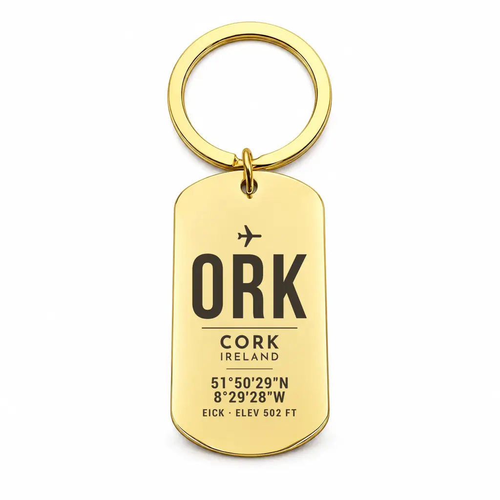 Cork Airport ORK - Key Chain - Original Design - Gold