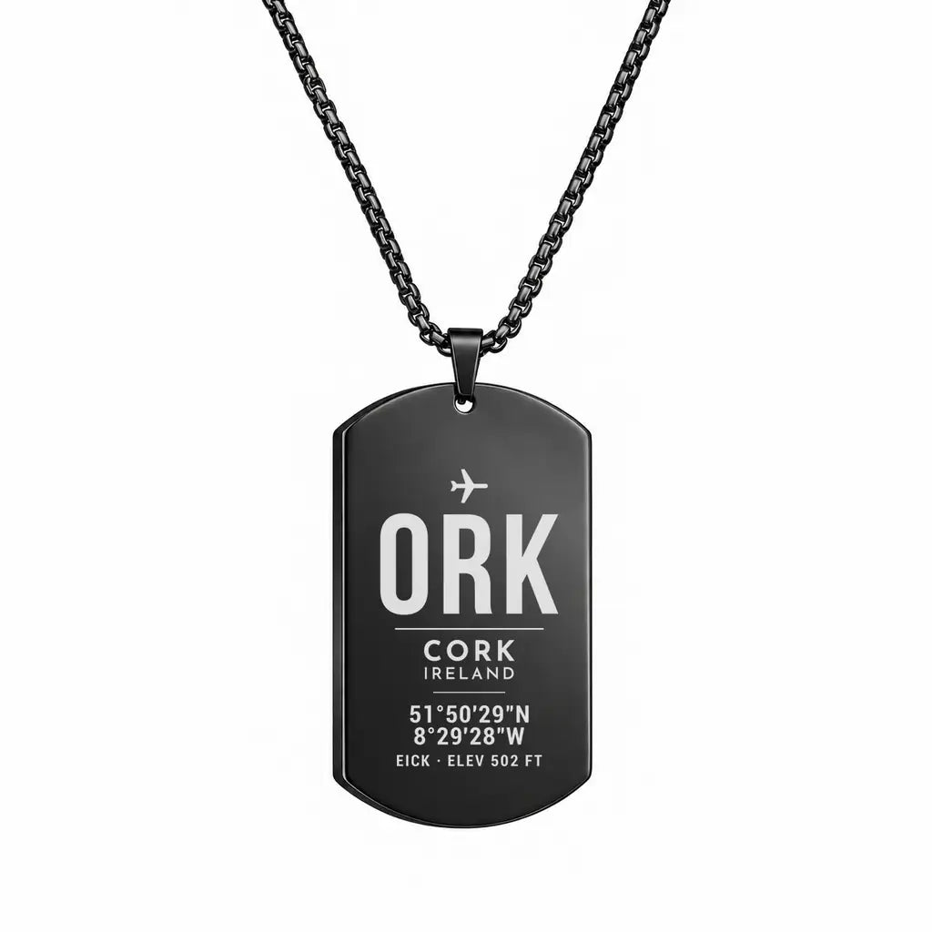 Cork Airport ORK - Necklace - Original Design - Black