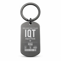 Thumbnail for Coronel FAP Francisco Secada Vignetta International Airport IQT — Iquitos - Key Chain - Boarding Pass Style - Black