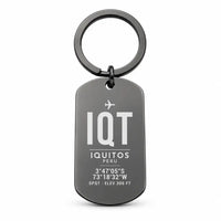 Thumbnail for Coronel FAP Francisco Secada Vignetta International Airport IQT — Iquitos - Key Chain - Original Design - Black