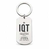 Thumbnail for Coronel FAP Francisco Secada Vignetta International Airport IQT — Iquitos - Key Chain - Original Design - Silver