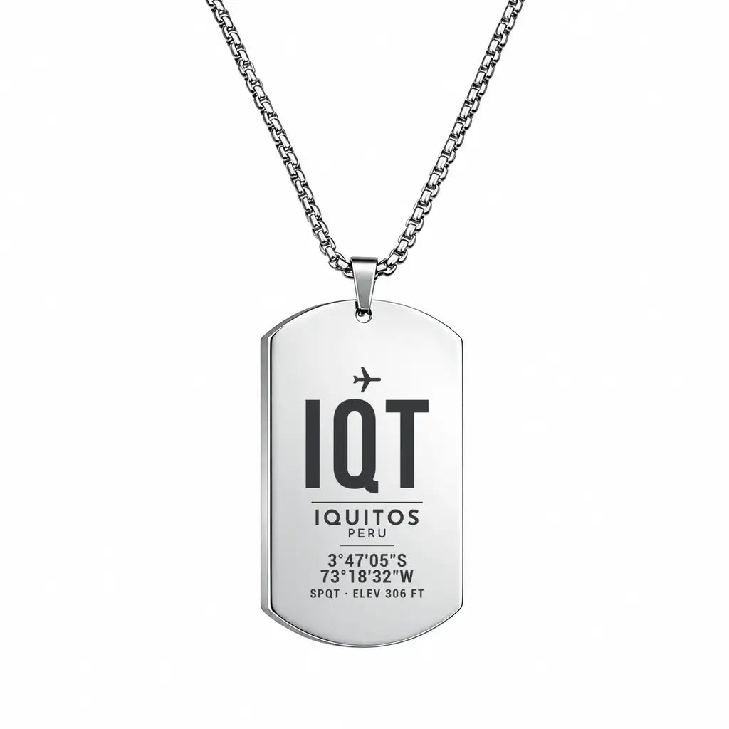 Coronel FAP Francisco Secada Vignetta International Airport IQT — Iquitos - Necklace - Original Design - Silver