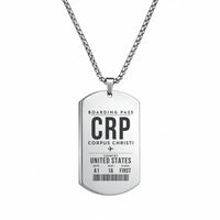 Thumbnail for Corpus Christi International Airport CRP - Necklace - Boarding Pass Style - Silver