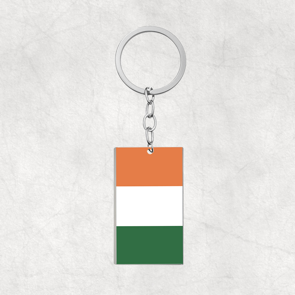 Cote d'Ivoire Flag Designed Stainless Steel Flag Key Chains (Double Side)