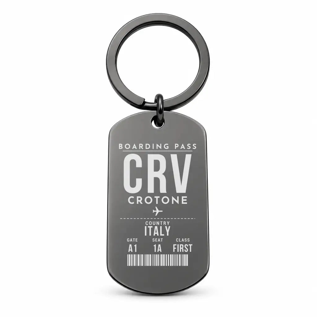 Crotone Airport CRV - Key Chain - Boarding Pass Style - Black