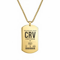 Thumbnail for Crotone Airport CRV - Necklace - Boarding Pass Style - Gold