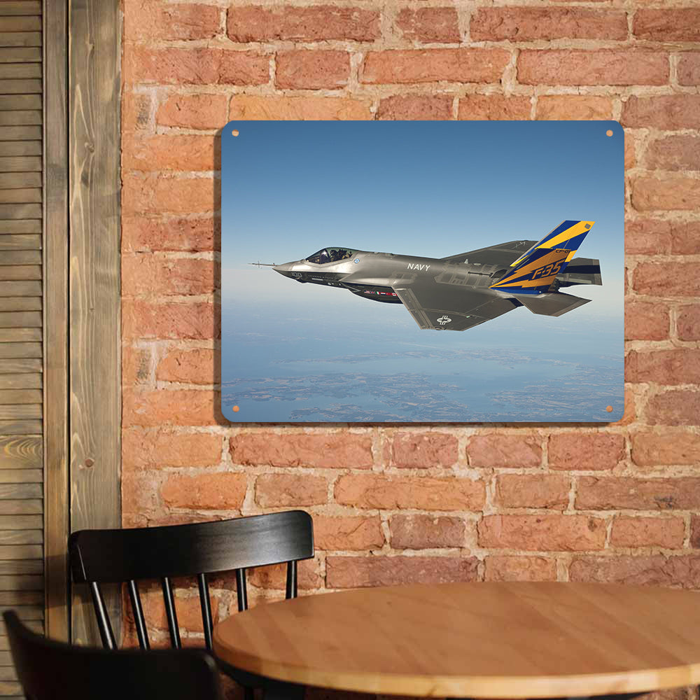 Cruising Fighter Jet 35 Printed Metal Sign