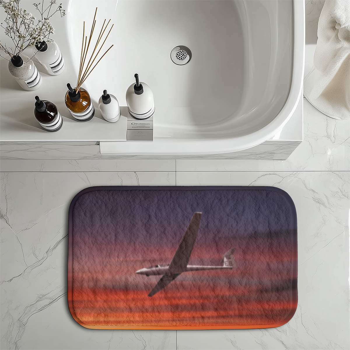 Cruising Glider at Sunset Designed Bath Mats