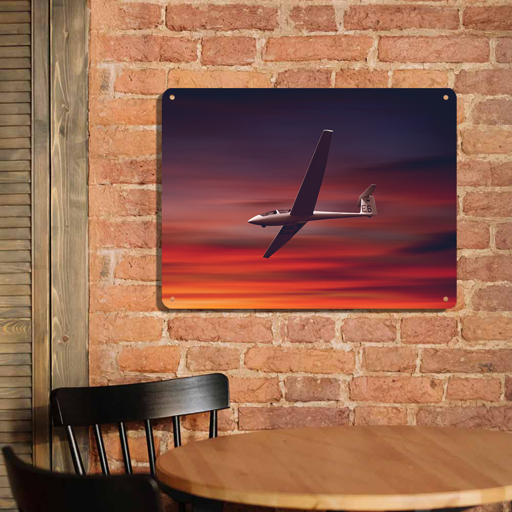 Cruising Glider at Sunset Printed Metal Sign
