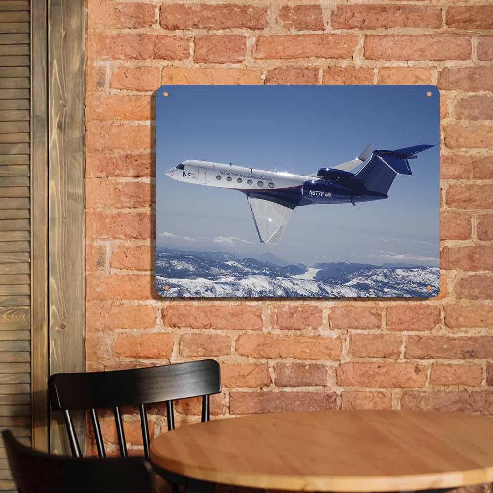 Cruising Gulfstream Jet Printed Metal Sign
