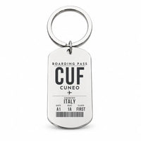 Thumbnail for Cuneo International Airport CUF - Key Chain - Boarding Pass Style - Silver
