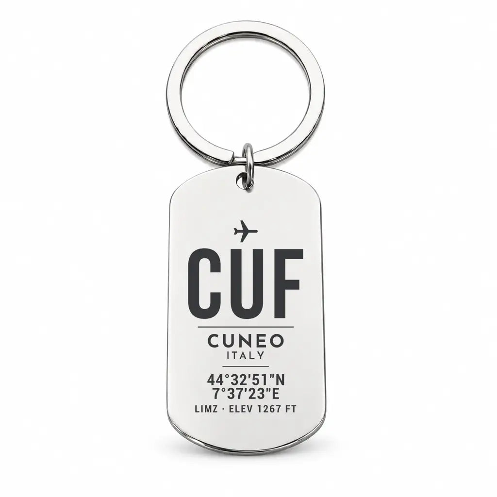 Cuneo International Airport CUF - Key Chain - Original Design - Silver