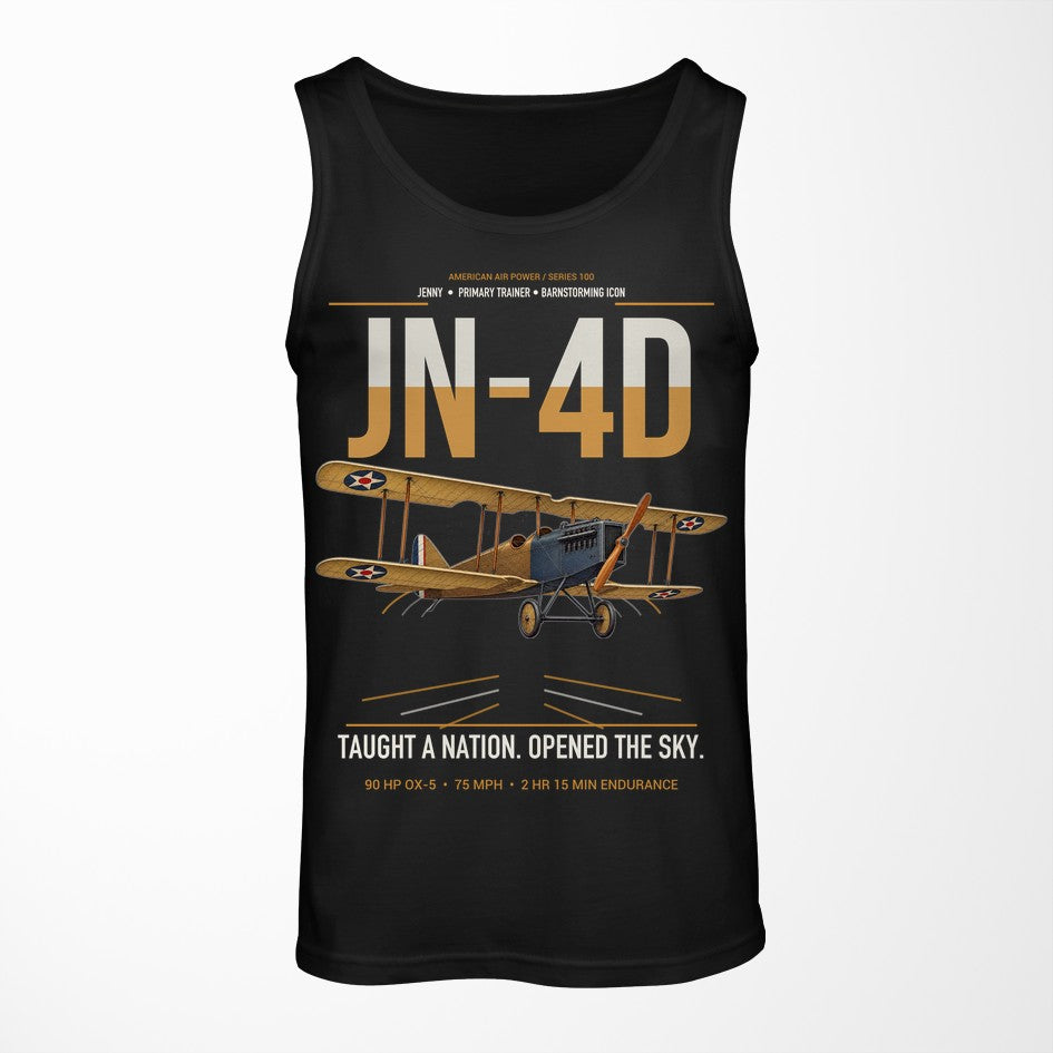 Curtiss JN-4D Jenny design on black tank top