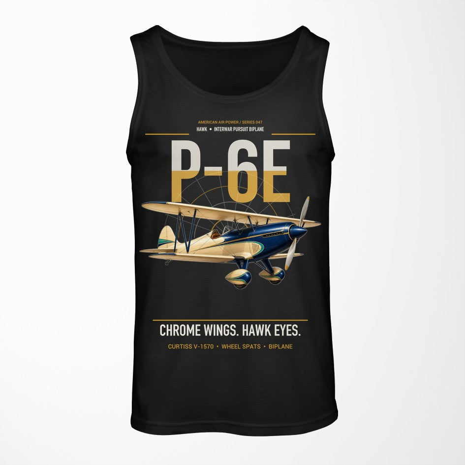 Curtiss P-6E Hawk design on black tank top