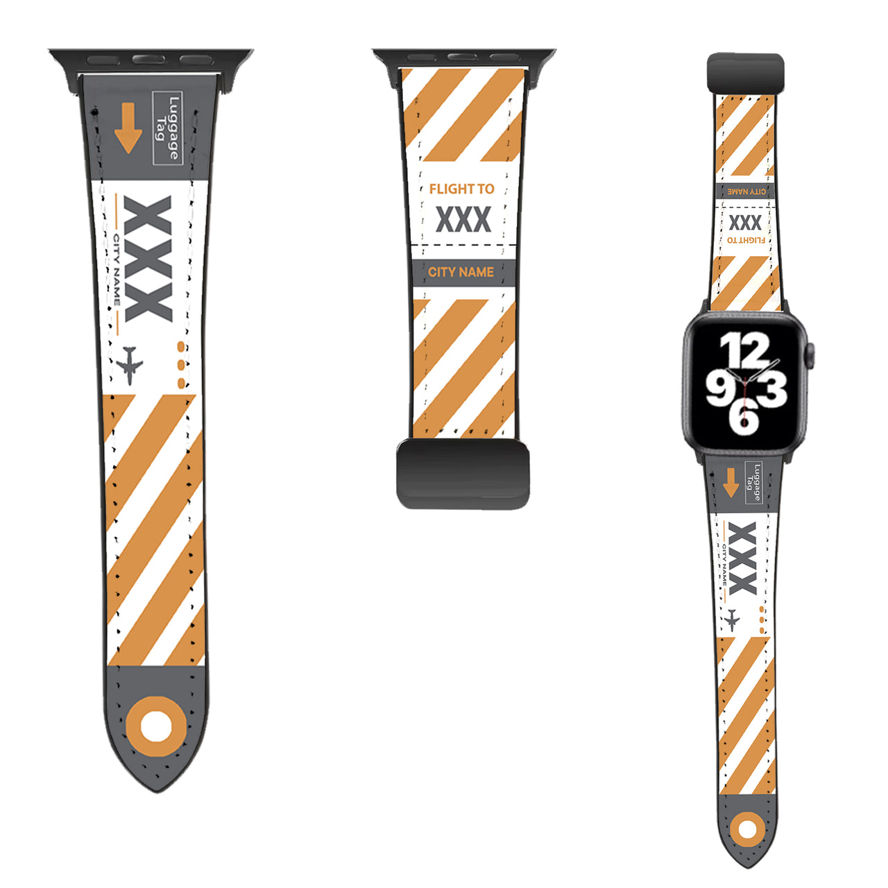 Custom Airport Code & Name Designed Leather Apple Watch Straps