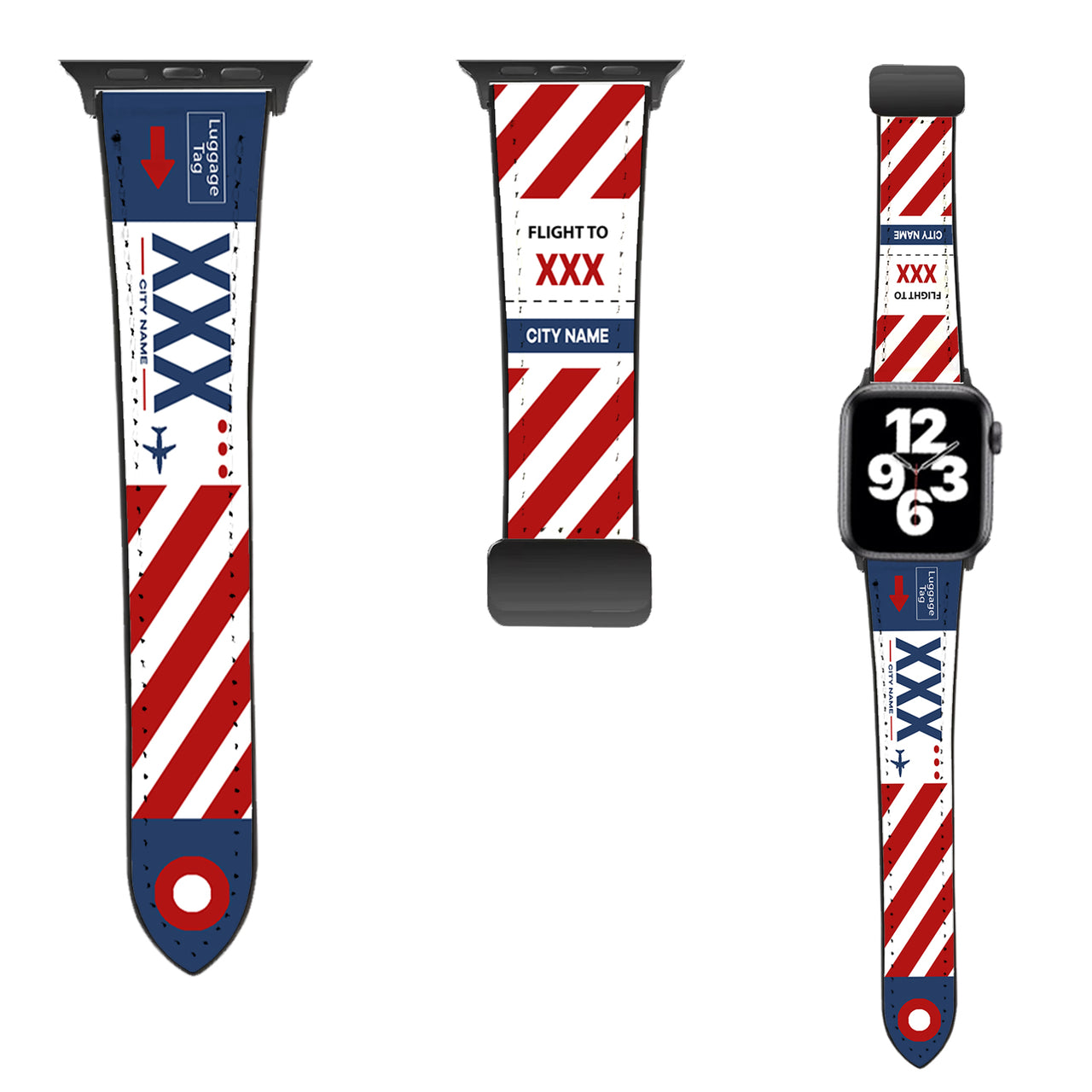 Custom Airport Code & Name Designed Leather Apple Watch Straps