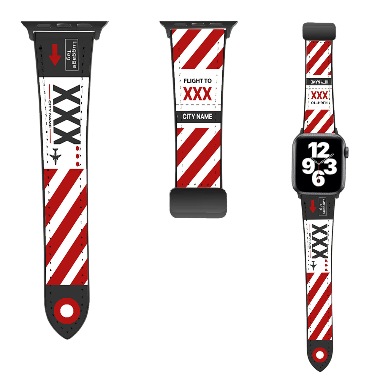 Custom Airport Code & Name Designed Leather Apple Watch Straps