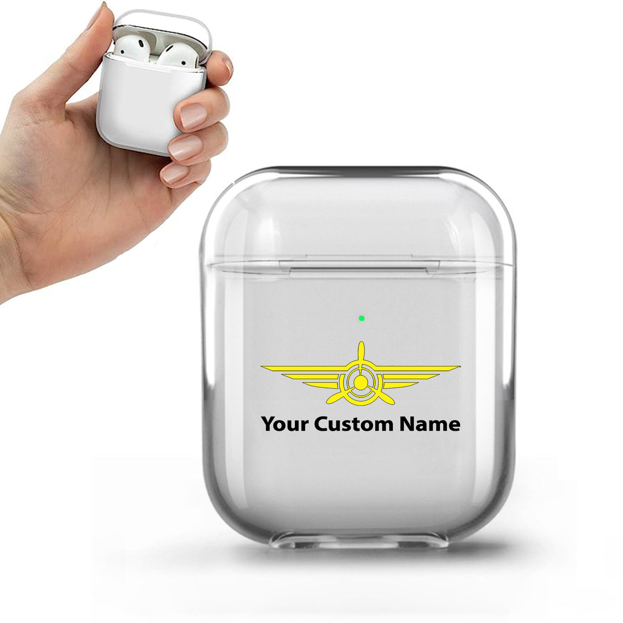 Custom Name (Badge 3) Designed Transparent Earphone AirPods Cases