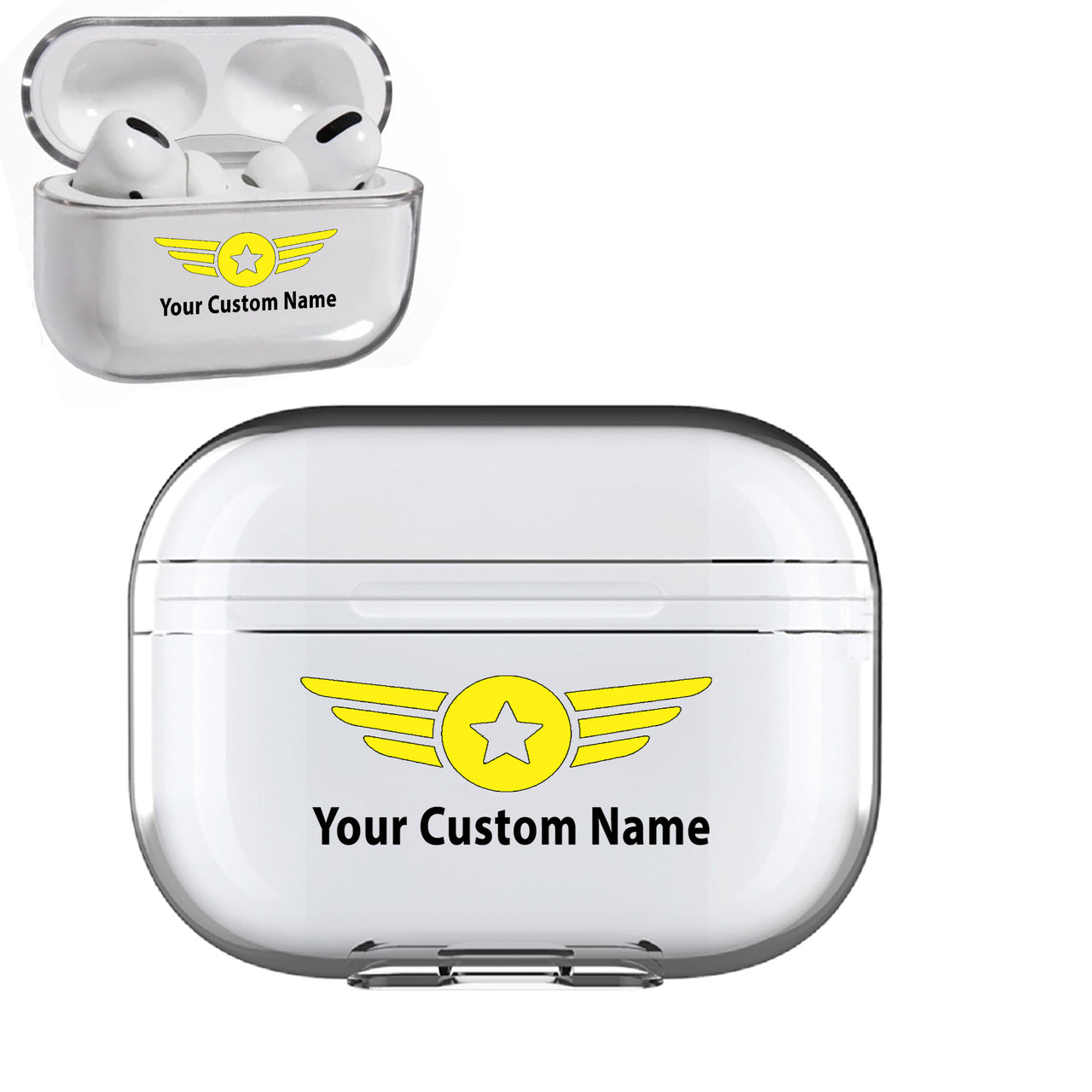 Custom Name (Badge 4) Designed Transparent Earphone AirPods "Pro" Cases