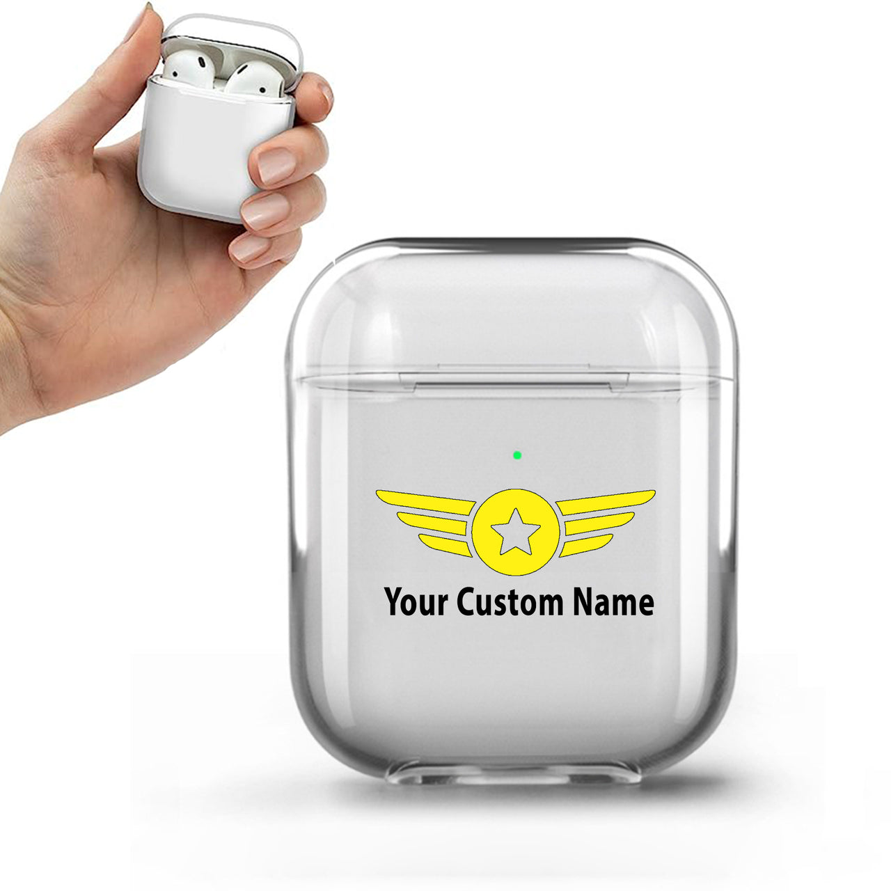 Custom Name (Badge 4) Designed Transparent Earphone AirPods Cases
