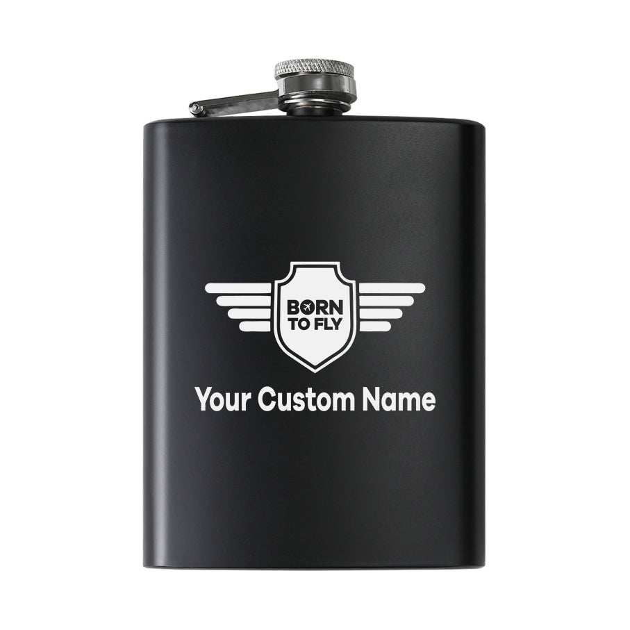 Custom Name (Badge 5) Designed Stainless Steel Hip Flasks