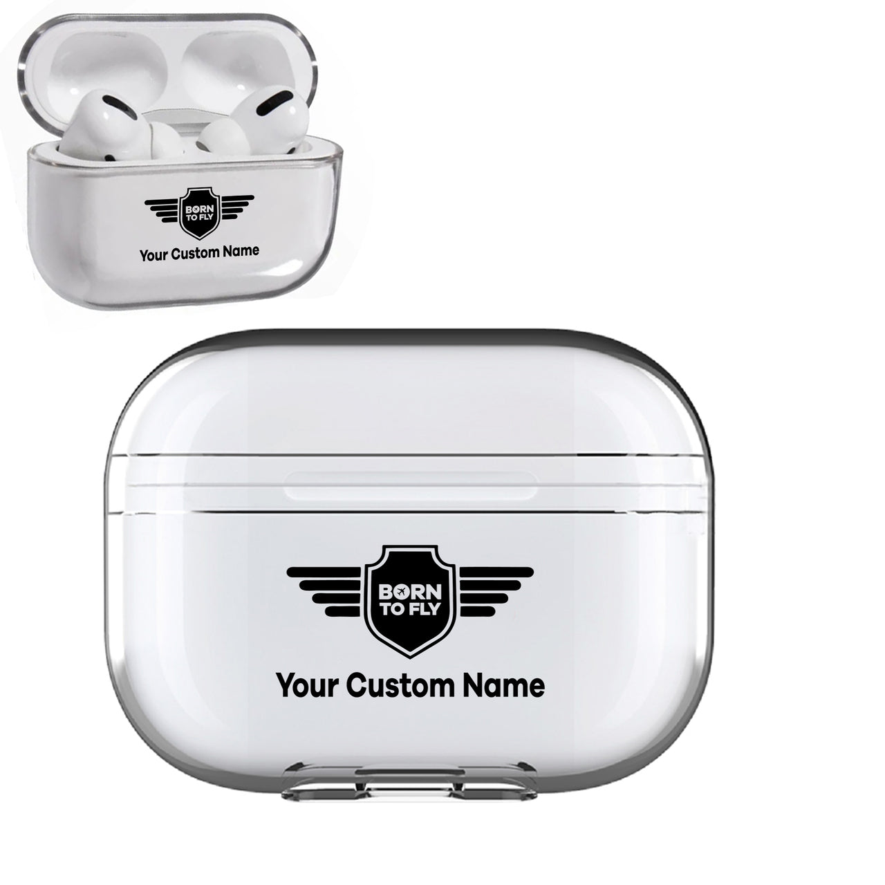 Custom Name (Badge 5) Designed Transparent Earphone AirPods "Pro" Cases