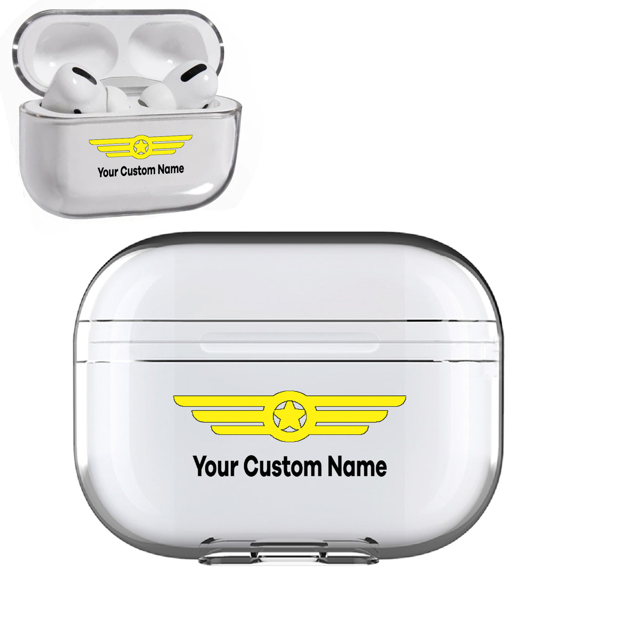 Custom Name (Badge 6) Designed Transparent Earphone AirPods "Pro" Cases
