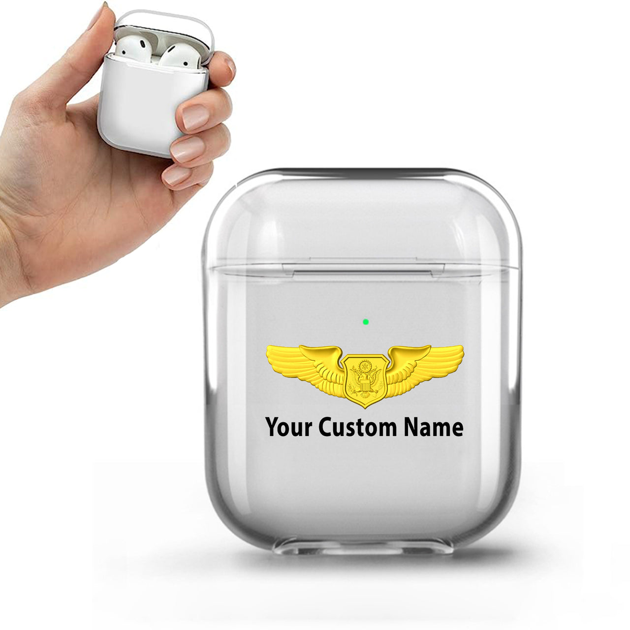 Custom Name (Special US Air Force) Designed Transparent Earphone AirPods Cases