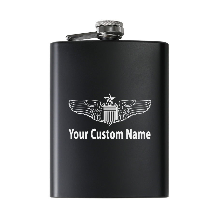 Custom Name (US Air Force & Star) Designed Stainless Steel Hip Flasks