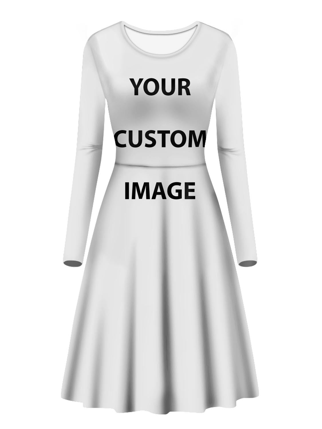 Your Custom Image/Design/Logo Designed Long Sleeve Women Midi Dress