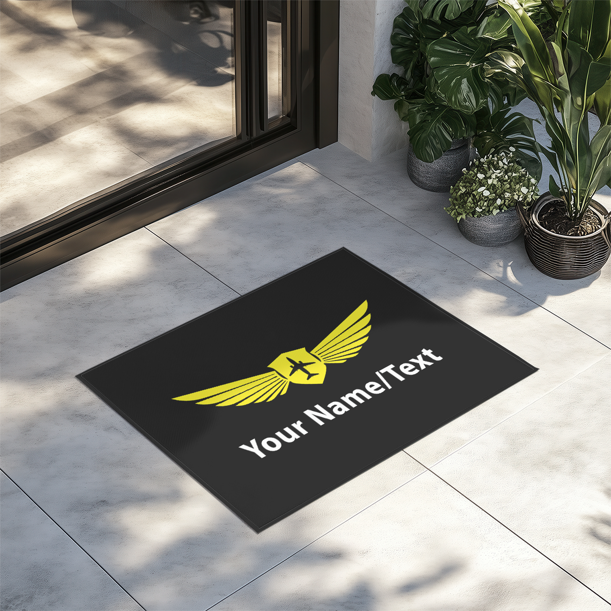 Customizable Name/Text & Badge (2) Designed Door Mats