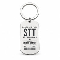 Thumbnail for Cyril E. King Airport STT — St. Thomas - Key Chain - Boarding Pass Style - Silver