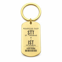 Thumbnail for Cyril E. King Airport STT — St. Thomas - Key Chain - Customizable Boarding Pass - Gold