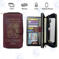 Thumbnail for Czech Republic (Czechia) Passport Designed Leather Long Zipper Wallets