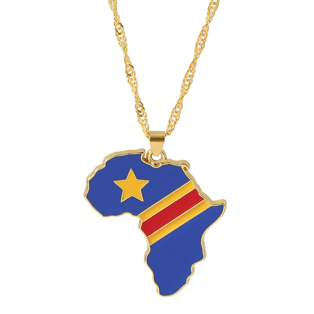 D.R.Congo  Map Flag Necklace
